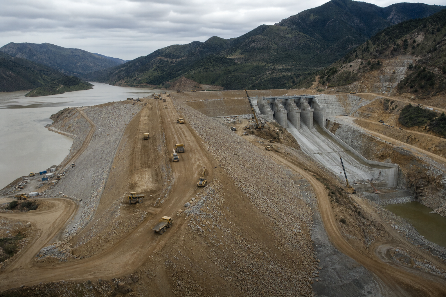Altyapı — baraj gövdesi ve beton spillway